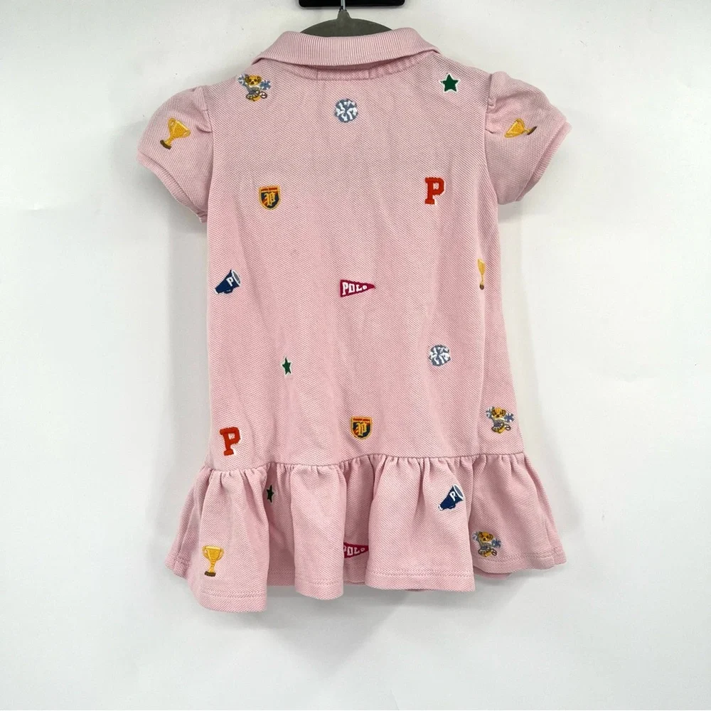 RALPH LAUREN Pink Polo Dress 6M Embroidered 100% Cotton Preppy Old Money BabyGrl